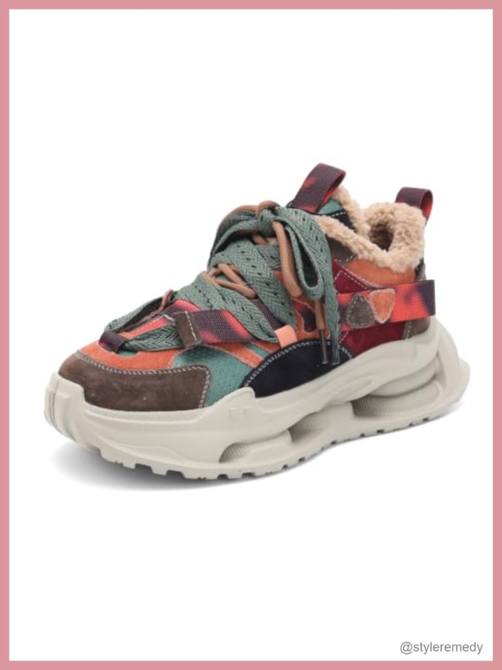 Women's Platform Sneakers Lace Up Non-Slip Rubber Sole Comfortable Walking Shoes